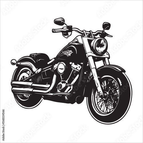 Classic Chopper Motorcycle Black and White Vintage Design 