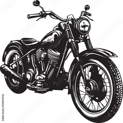 Classic Chopper Motorcycle Black and White Vintage Design 