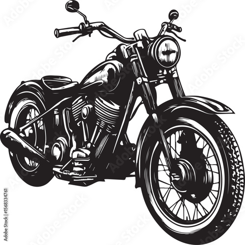 Classic Chopper Motorcycle Black and White Vintage Design 
