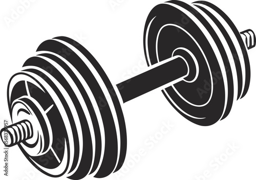 Vector art of a heavy dumbbell for strength training isolated on white background