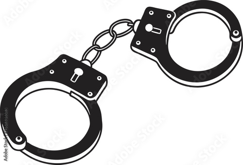 Vector art of a pair of handcuffs are displayed, isolated on white background