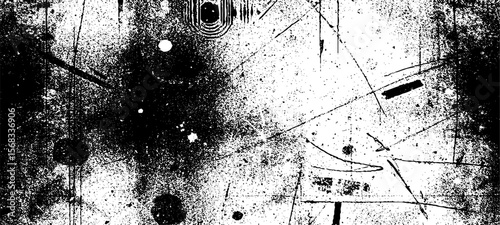 Grainy grunge photo filter background. Black particles, fibers and flecks wallpaper. Vintage rough dirt dotted overlay. Vector sandy gritty template.