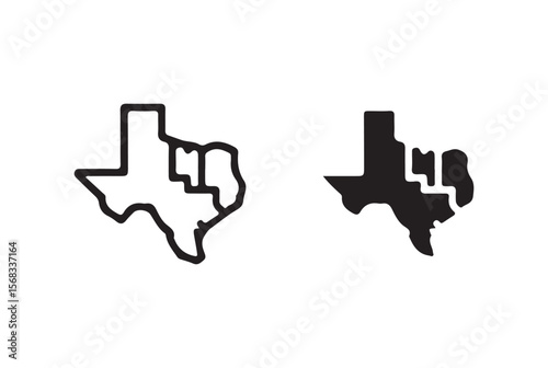 Outline and silhouette of the state of texas isolated on white background