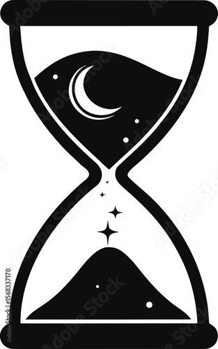 Celestial Hourglass Night Sky Sands of Time Illustration