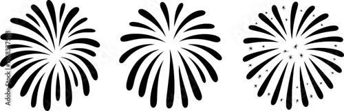 Black abstract burst shapes with star accents graphic