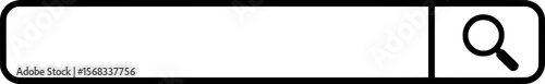 Black and white search bar with magnifying glass icon symbol vector