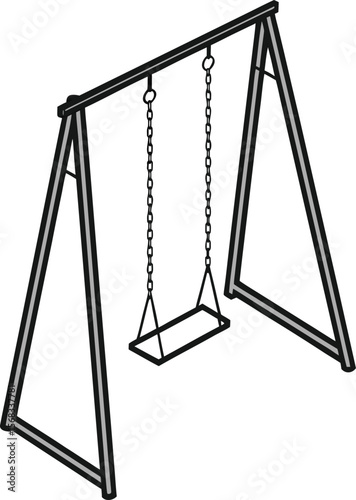 Vector art of a simple swing set isolated on white background