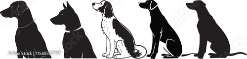 Diverse Dog Breeds Silhouette Collection: Minimalist Canine Companions