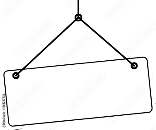 Blank rectangular sign hanging by strings with grommets vector