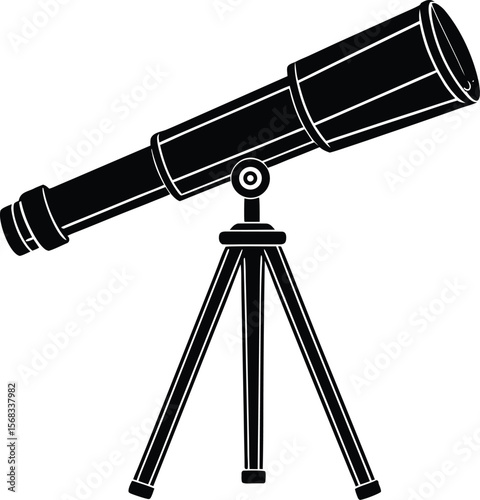 Vector art of a telescope on a tripod isolated on white background