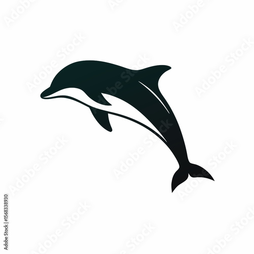 Graceful Silhouette of a Dolphin Leaping with Sleek Precision Aquatic Mammal Illustrative Serenity in Ocean Depths