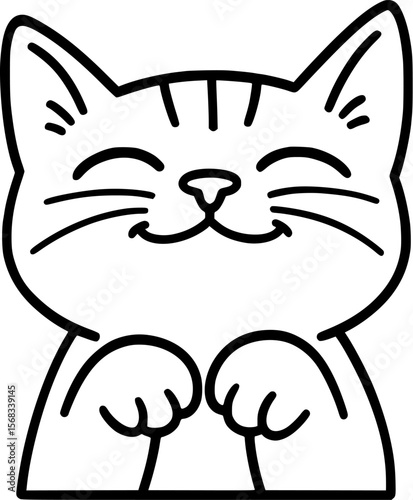 happy cat begging for food, pet, illustration, vector