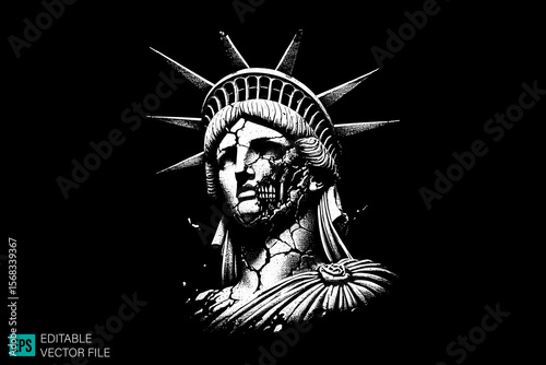 geek sculpture roman scary creepy style tattoo dark art illustration vector black and white background templates