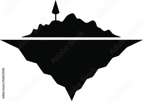 Mysterious Floating Island Silhouette Illustration of an Enigmatic Landscape