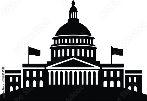 Vector art of the capitol building is isolated on white background
