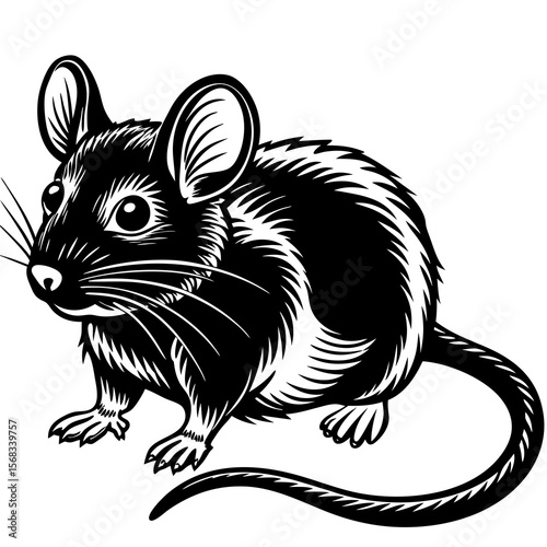 vector illustration of a white rat