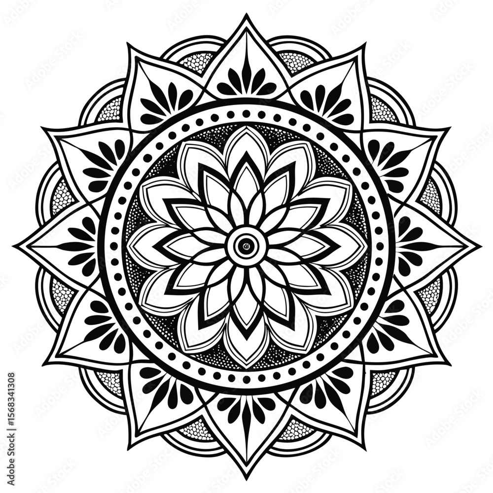 Intricate Black and White Mandala Design Geometric Floral Pattern Intricate Black and White Mandala Design Geometric Floral Pattern