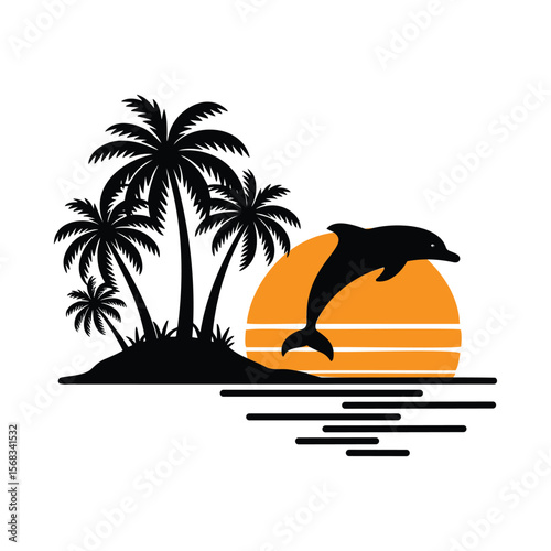 vector illustration of a tropical beach