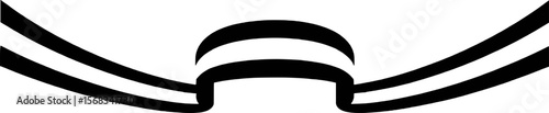 Black curved bands and arcs forming a stylized abstract shape white graphic