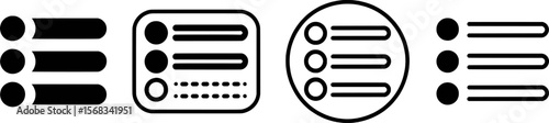 Black menu icons with circles and horizontal bars graphic