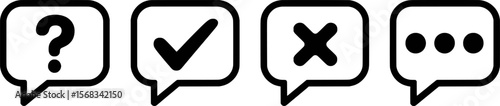 Black question mark checkmark cross and ellipsis in speech bubbles vector