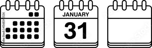 Calendar page set with date and grid january
