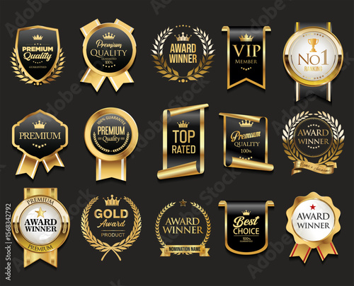 Elegant sale and premium quality frame badge and label collection Luxury royal design stock illustration