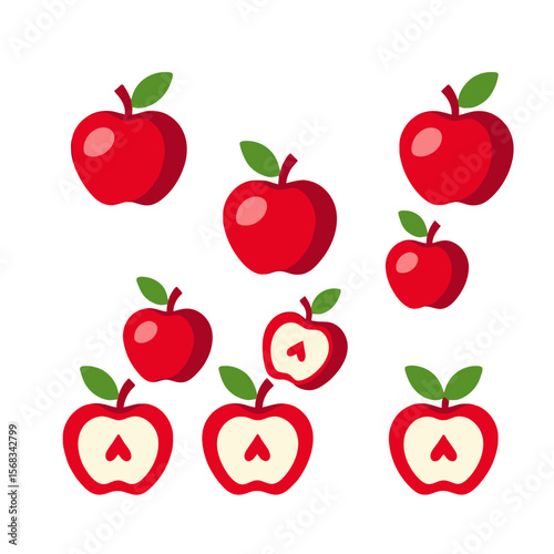 Apple Images-Red Apples-Whole and Sliced-Fruit Pictures-Healthy Eating-Fresh Fruits-Healthy Snacks-Fruit Background-Fruit Illustration