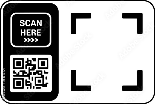 Scan here qr code graphic design symbol set illustration vector