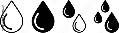 Water drop icons vector set graphic design liquid fluid