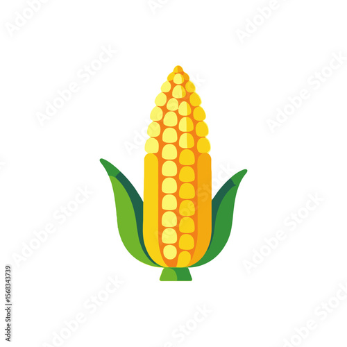 Fresh Corn on the Cob Illustration-Delicious Sweetcorn Graphic-Healthy Vegetable Image-Isolated Corn Vector-Farm Fresh Food-Corn Kernel Design-Agricultural Produce Art