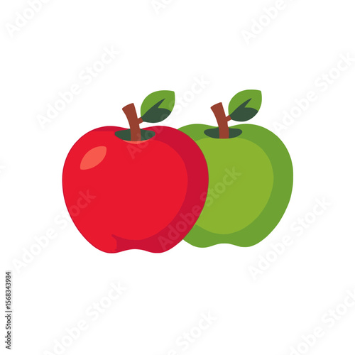 Red and Green Apples Illustration-Healthy Eating Concept-Fresh Fruit-Vitamins and Nutrition-Colorful Apple Design-Perfect for Health and Wellness Content-Apple Variety-Delicious and Nutritious