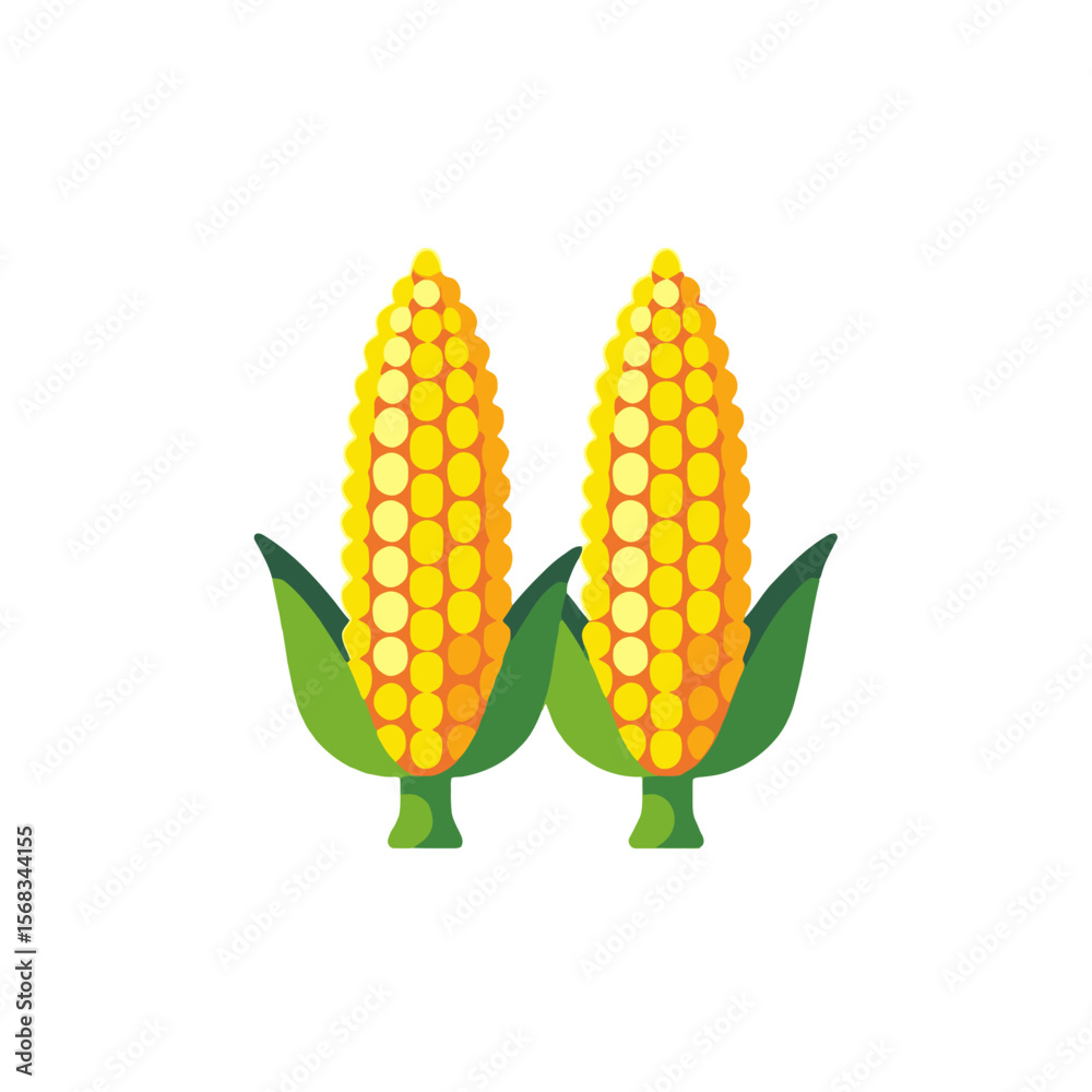 Obraz premium Two Ears of Corn Illustration-Fresh and Healthy Corn on the Cob-Sweet Corn Clipart-Vegetable Graphic-Farm Fresh Produce-Corn Vector-Healthy Eating Icon