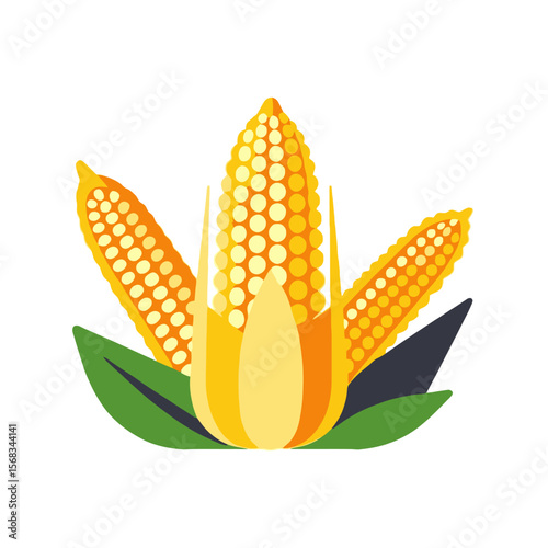 Fresh Corn Harvest Illustration-Healthy Vegetable-Farm to Table Goodness-Sweetcorn Graphic-Foodie Art-Corn on the Cob-Nutritious Meal Idea-Harvest Time Still Life