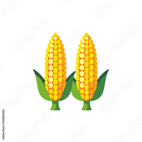 Two Ears of Corn Illustration-Fresh and Healthy Corn on the Cob-Sweet Corn Clipart-Vegetable Graphic-Farm Fresh Produce-Corn Vector-Healthy Eating Icon