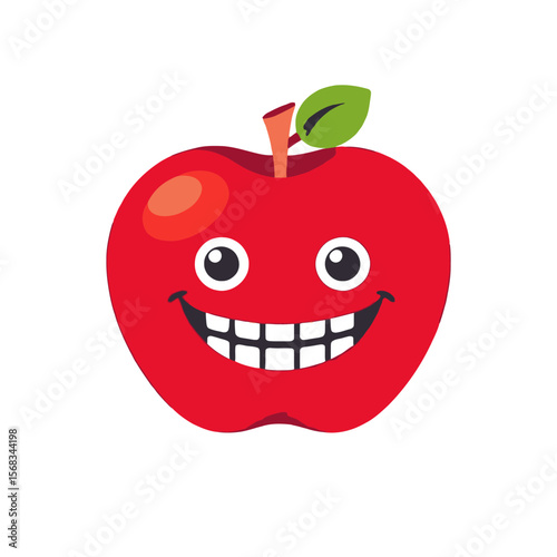 Cute Smiling Apple Cartoon- Fun Fruit Character Illustration- Healthy Food for Kids- Educational Resources- Apple with Googly Eyes and Big Smile