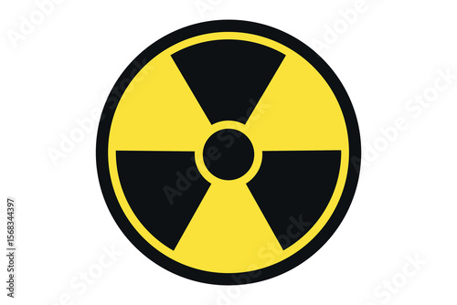 nuclear logo circle shape yellow black color vector design radiation sign