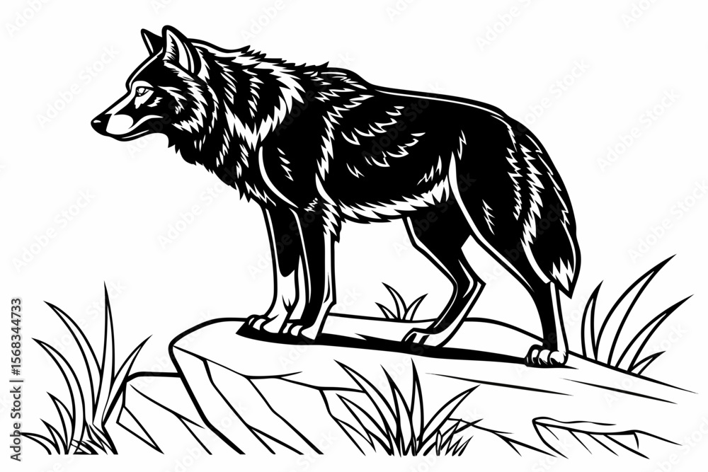 Fototapeta premium coloring page line art the wolf black vector