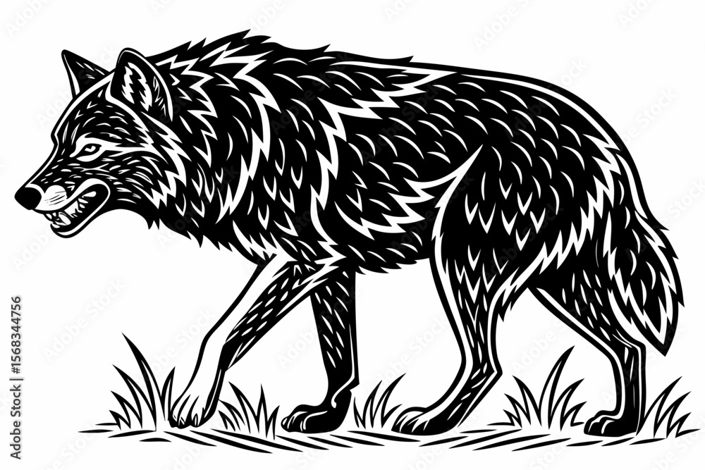 Obraz premium coloring page line art the wolf black vector