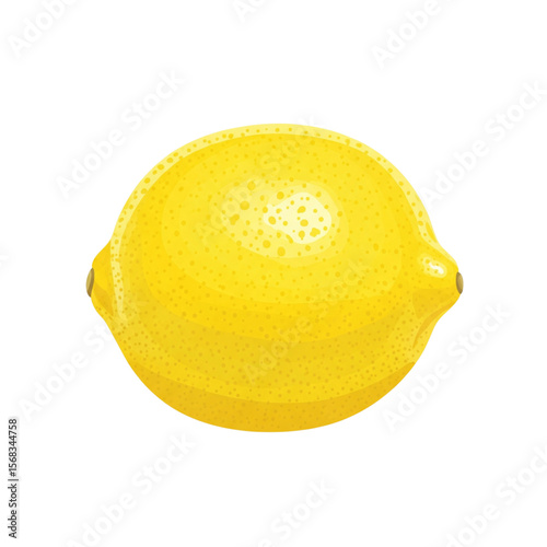 A single, juicy lemon, whole and bright yellow, on a clean white background, flat vector art.