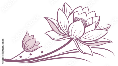 Elegant Lotus Flower Line Art Illustration Botanical Design Element