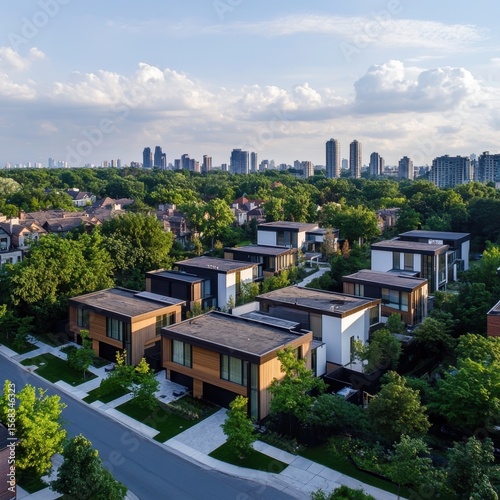Modern Houses with City Skyline View in Toronto
