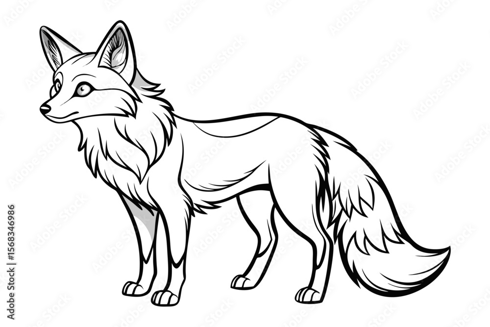 Obraz premium coloring page line art the fox black vector