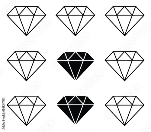 Diamond vector icon collection