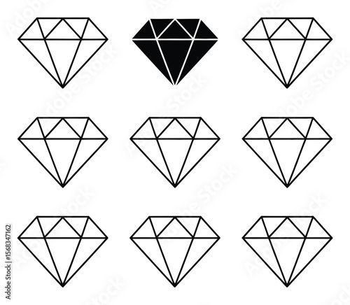 Diamond vector icon collection