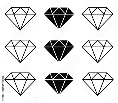 Diamond vector icon collection