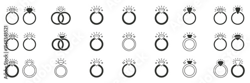 Diamond wedding ring vector icon illustration

