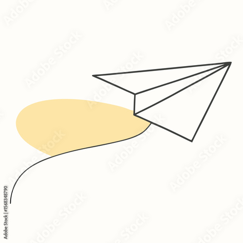 Minimalist Paper Airplane Ascending from Abstract Form Dreamlike Illustration for Creative Projects and Modern Design Ideas