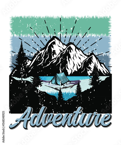 Winter Mountain Camp Design, EPS, VECTOR
