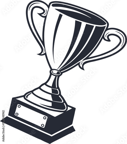 Vector art of a metal trophy cup isolated on white background